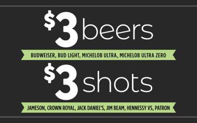$3 Beers $3 Shots