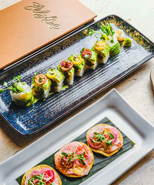 Sushi Roll & Hamachi Tostada at Bel-Aire Lounge