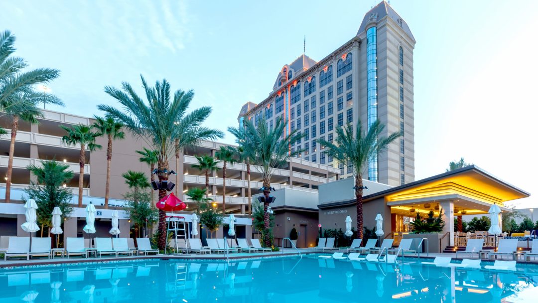 Palace Station exterior view with pool