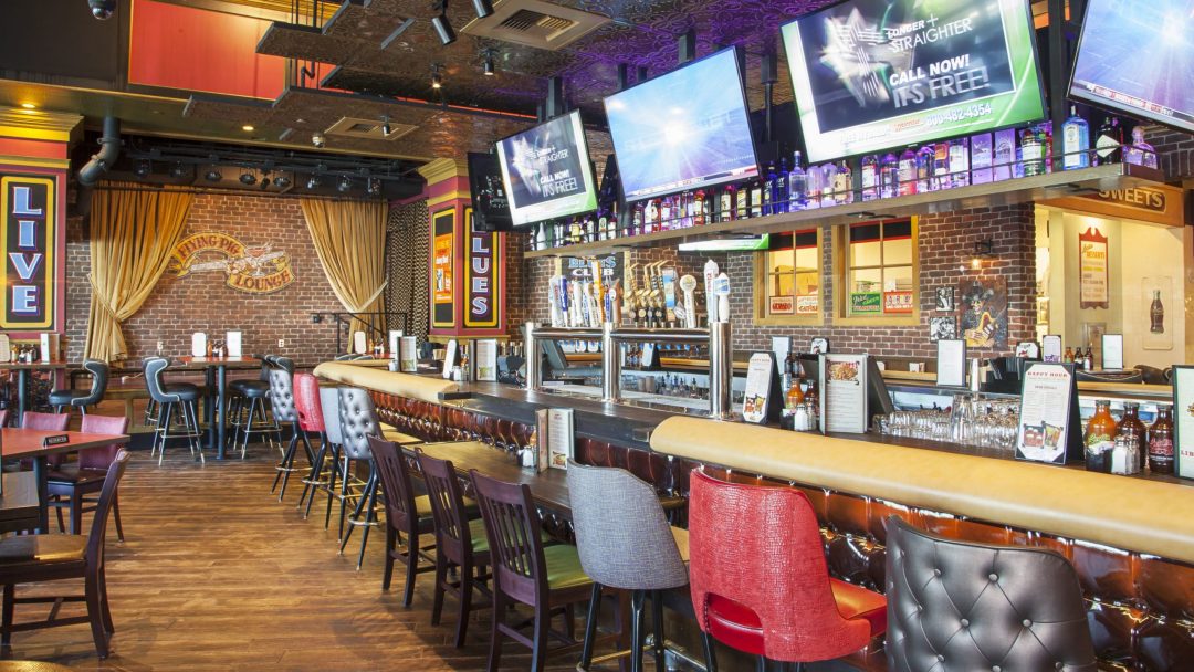 a photo of the bar area