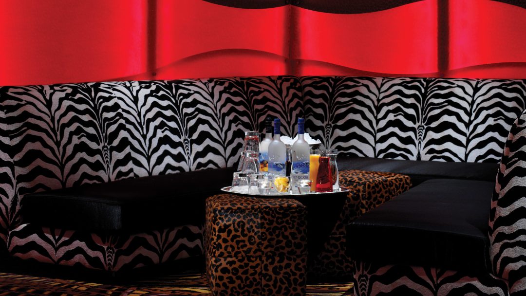 a photo of the booths at rocks lounge